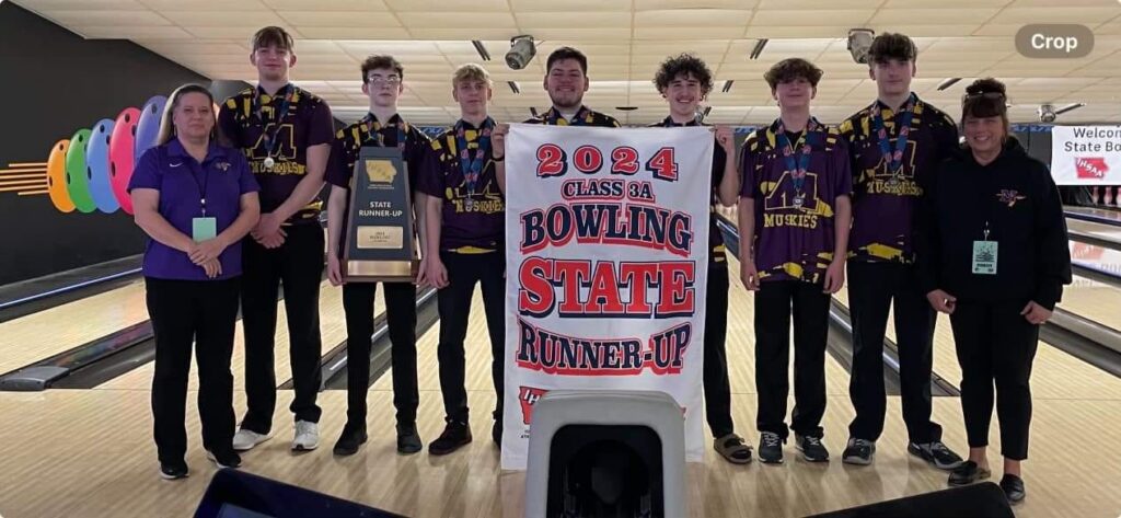 Muskie Bowling team photo from the state tournament on Monday, February 19, 2024. 