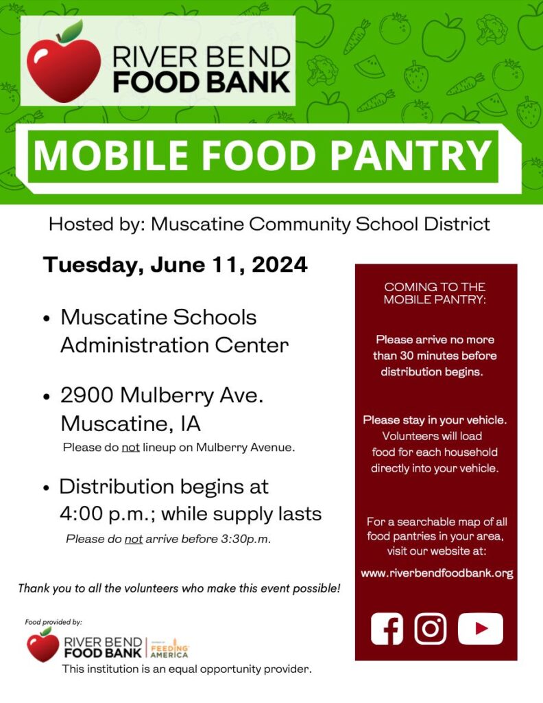 Flyer for the June 11, 2024 mobile food pantry. 