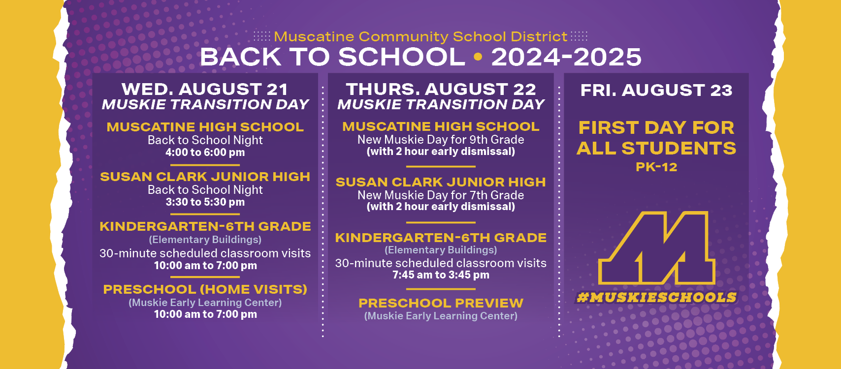 MCSD BacktoSchool Calendar 2024! Muscatine Community School District