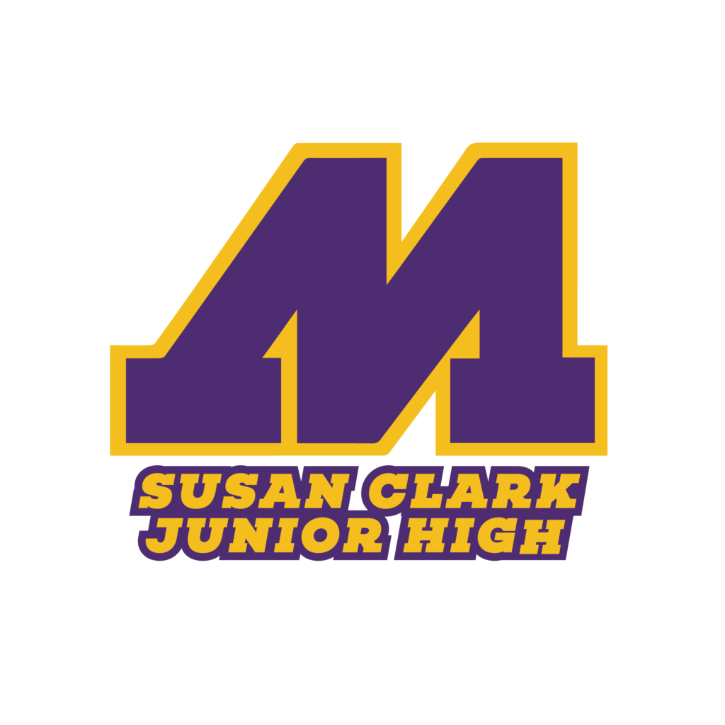 Susan Clark Junior High text with the large school district "M" above it. 