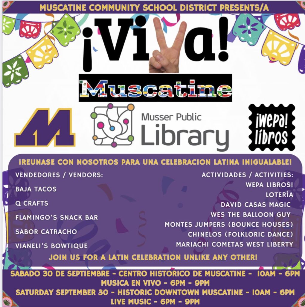 Viva Muscatine event flyer with information for the event on September 30, 2023 